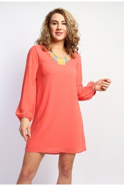 Robe corail manches longues élastique poignets