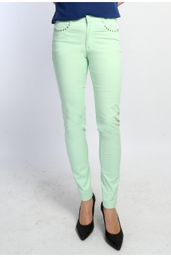 Pantalon slim menthe accessoires clous