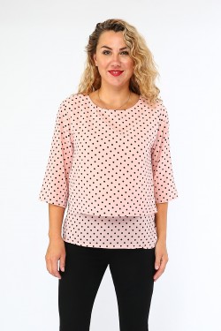 Blouse rose imprimée motifs à pois