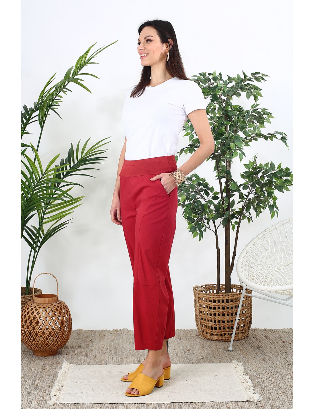 Pantalon stretch rouge