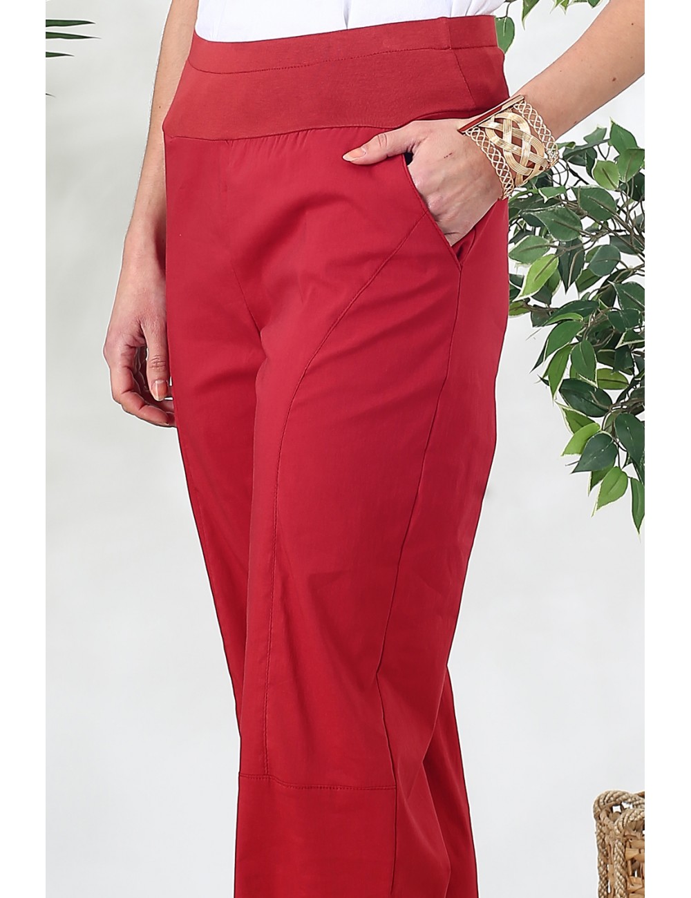 Pantalon stretch rouge