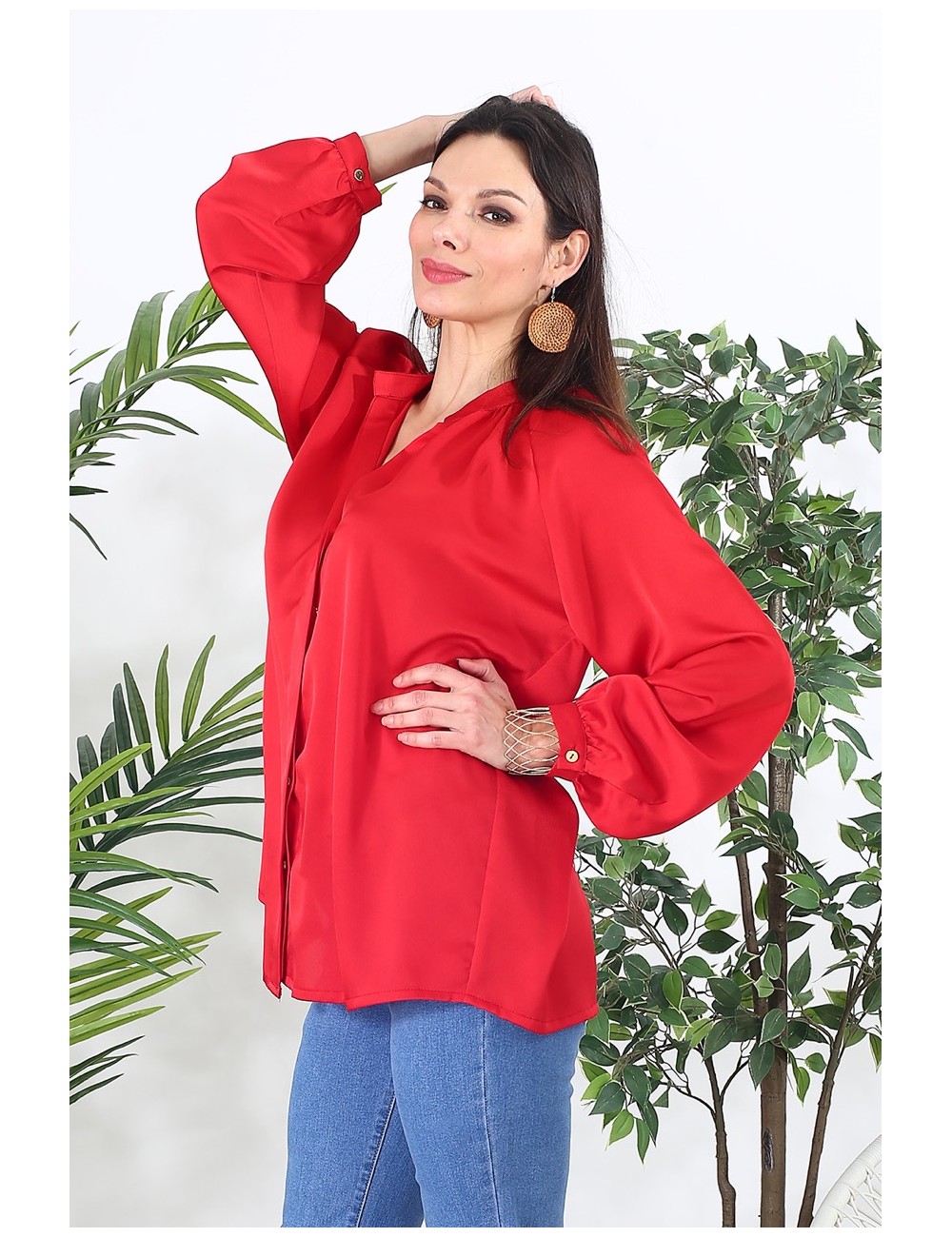 Chemise fluide rouge