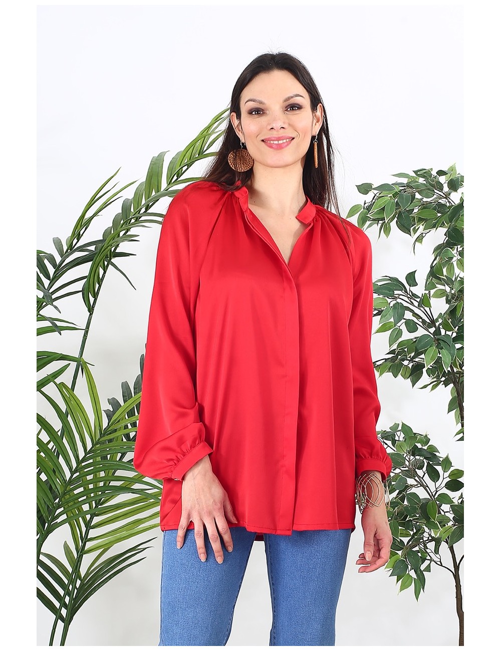 Chemise fluide rouge