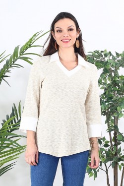 Pull chemise écru