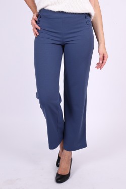 Pantalon élastique taille haute indigo