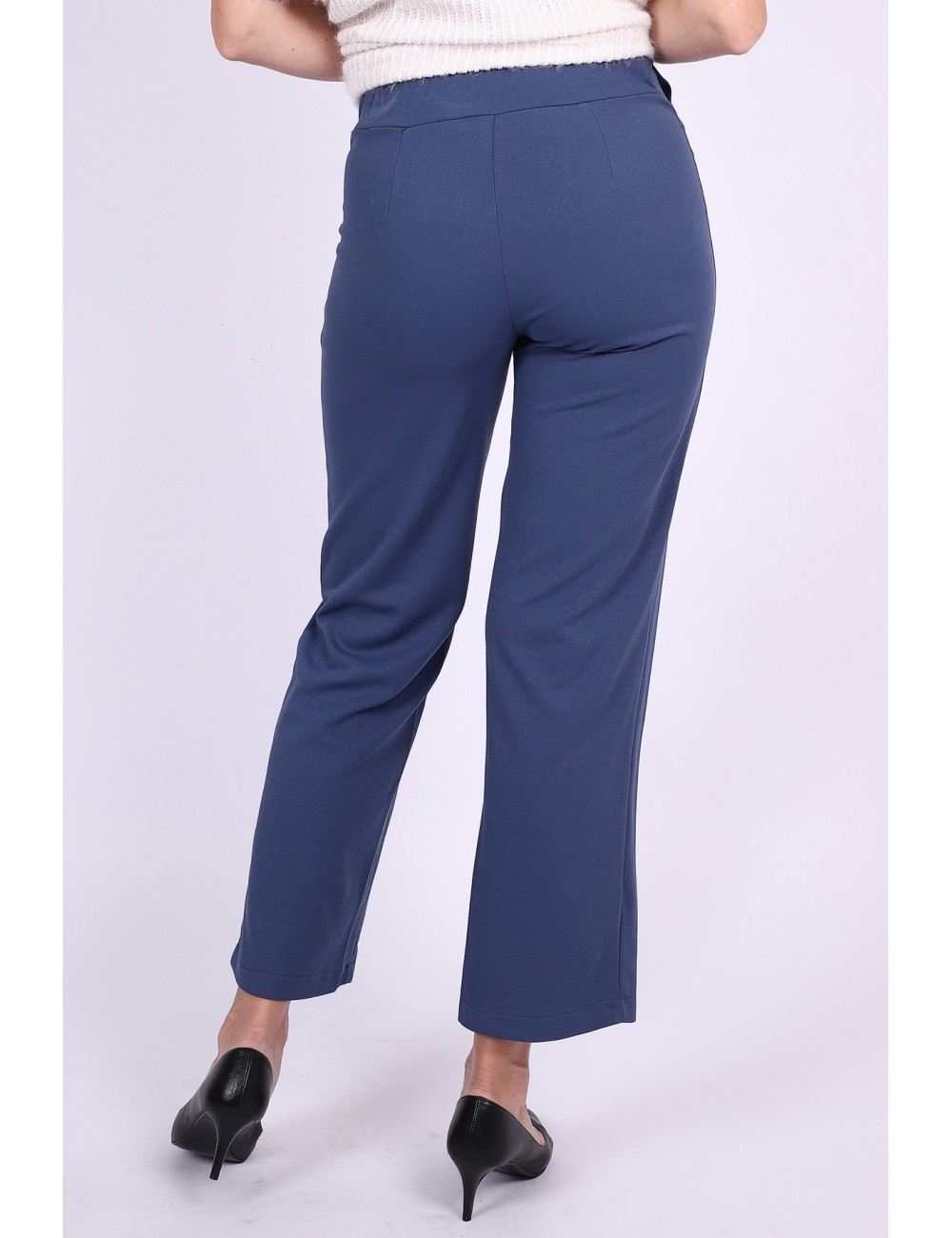 Pantalon élastique taille haute indigo