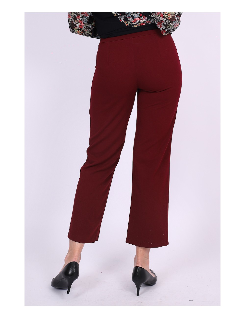 NOPIX Pantalon taille haute bordeaux 4