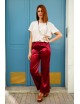 Pantalon bordeaux taille haute en satin