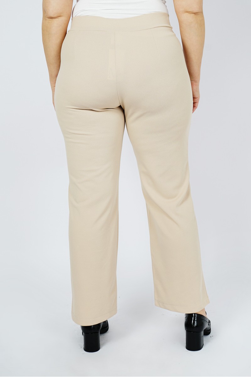 Pantalon Taille Haute Stretch en Beige pour Femme