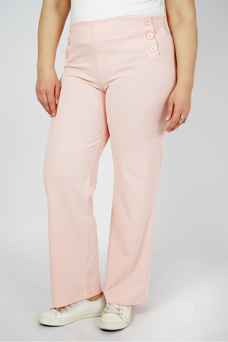 Achat en ligne de pantalon rose taille haute stretch pour femme.