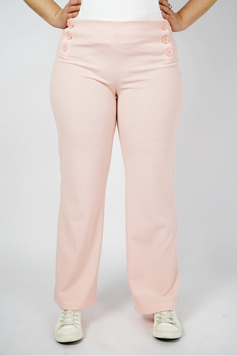 Pantalon rose stretch taille haute.