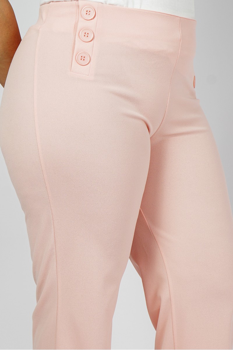 Achat en ligne de pantalon rose taille haute stretch pour femme.