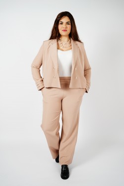 Veste Croisée Élégante pour Femme en Nude - Confectionnée en France