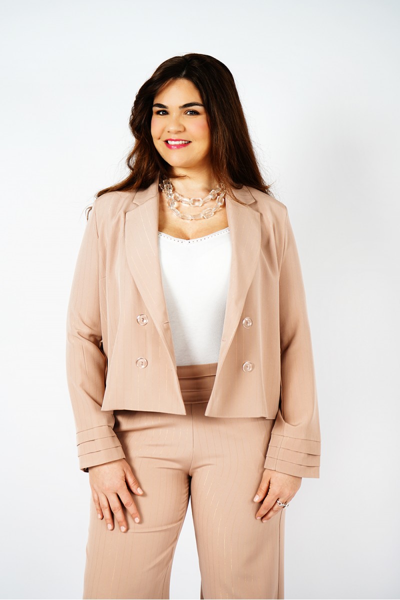 Style Français: Veste Croisée Nude pour Femme - Disponible en Ligne