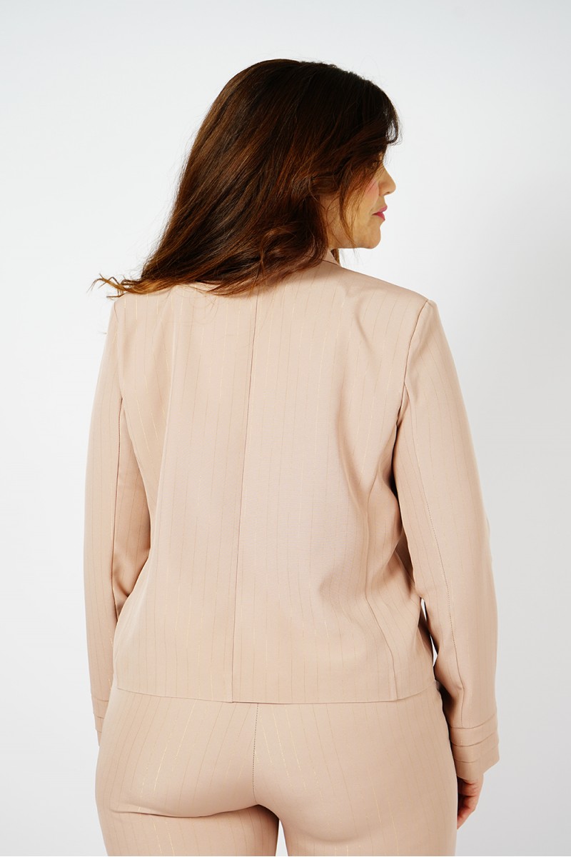 Veste Croisée Nude - Finition Premium Française pour Femmes