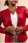 Veste en faux cuir coupe cintrée rouge