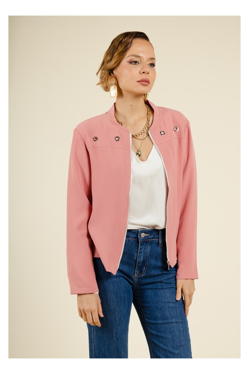 Veste Bomber Revisité Rose- Audacieuse et Moderne