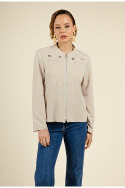 Veste Bomber Revisité Beige - Audacieuse et Moderne