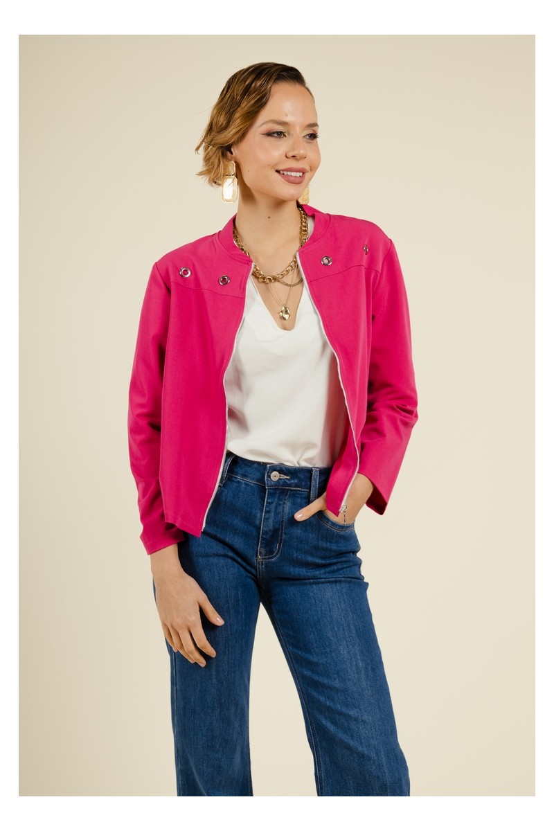 Veste Bomber Revisité Fuschia - Audacieuse et Moderne