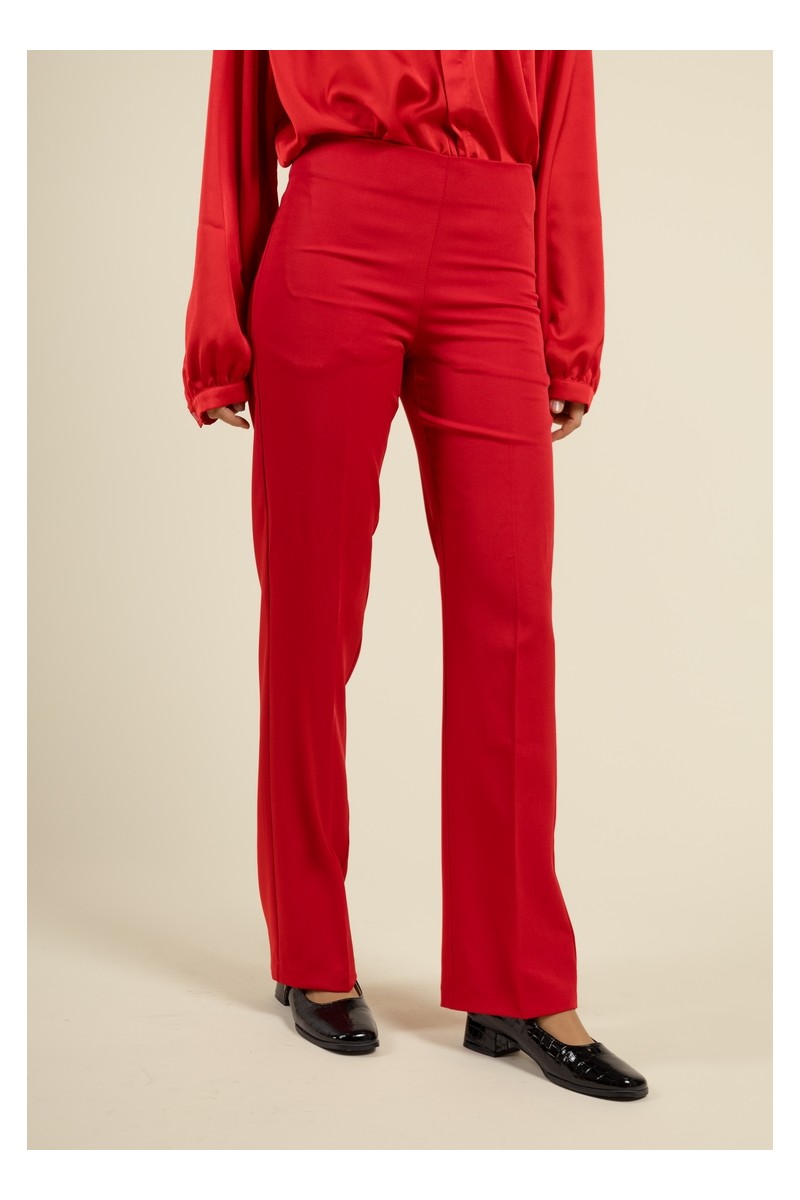 Pantalon rouge Coupe Droite Uni - Élégance et Confort